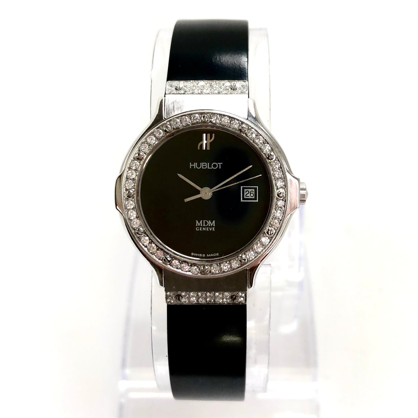 HUBLOT MDM 1390 Quartz Steel 28mm 0.48TCW DIAMOND Watch