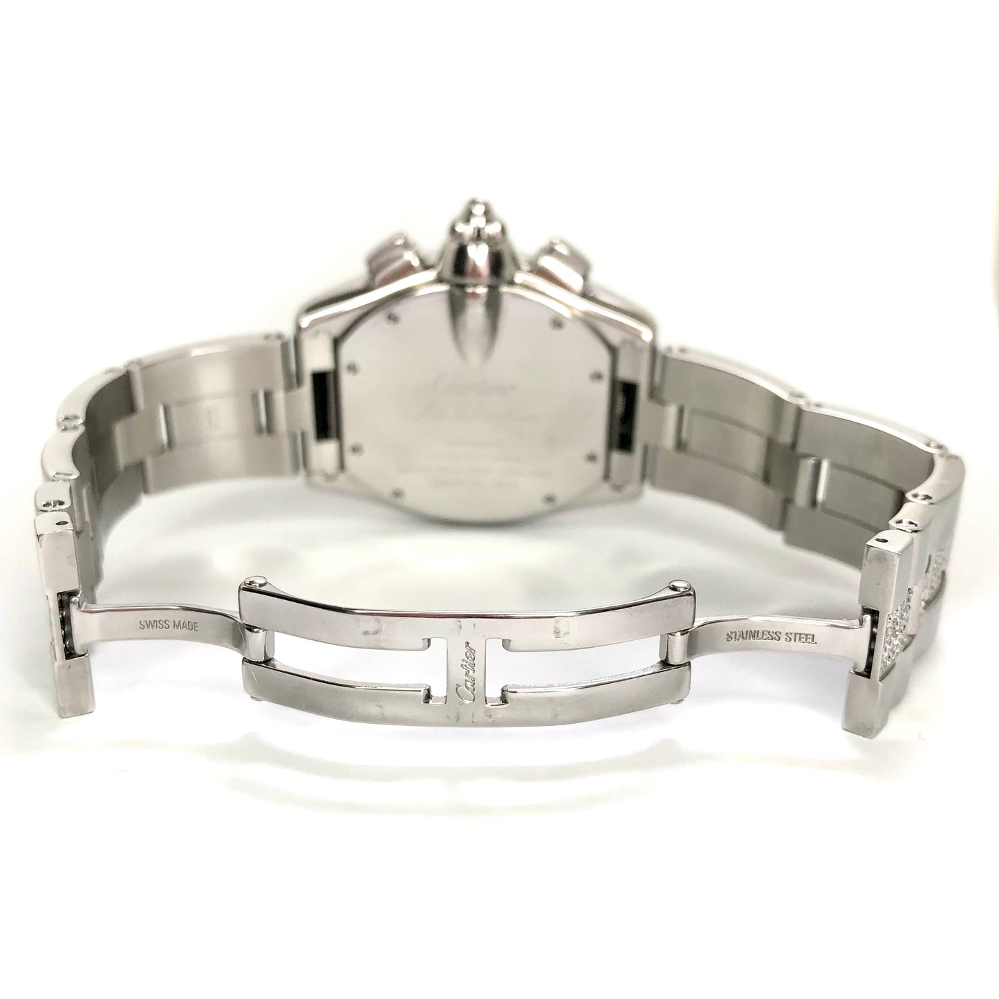 CARTIER ROADSTER Chronograph Automatic 42mm Steel ~2.5TCW DIAMOND Bezel & Bracelet Watch