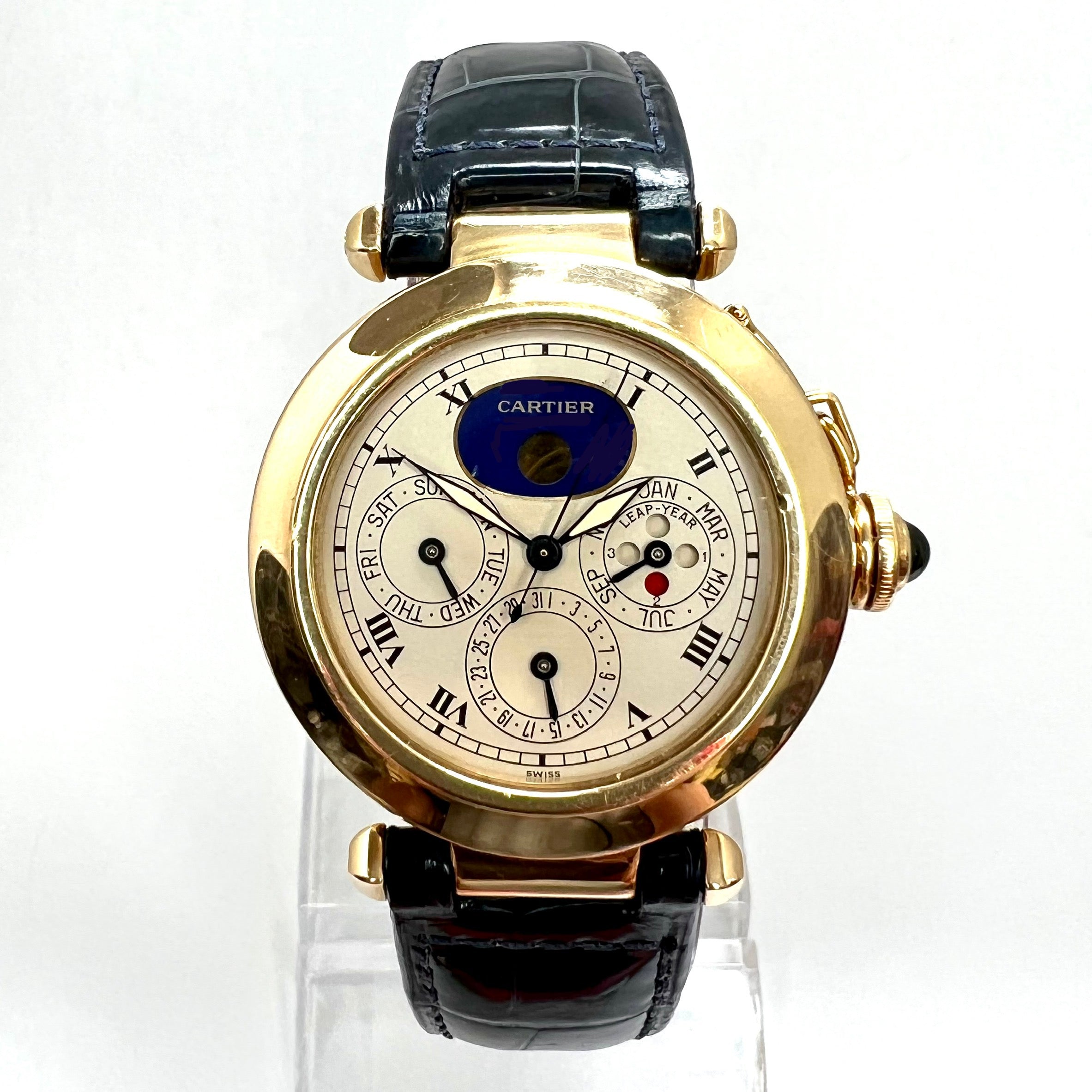 CARTIER PASHA 38mm Quartz Perpetual Calender Moonphase Gold Watch