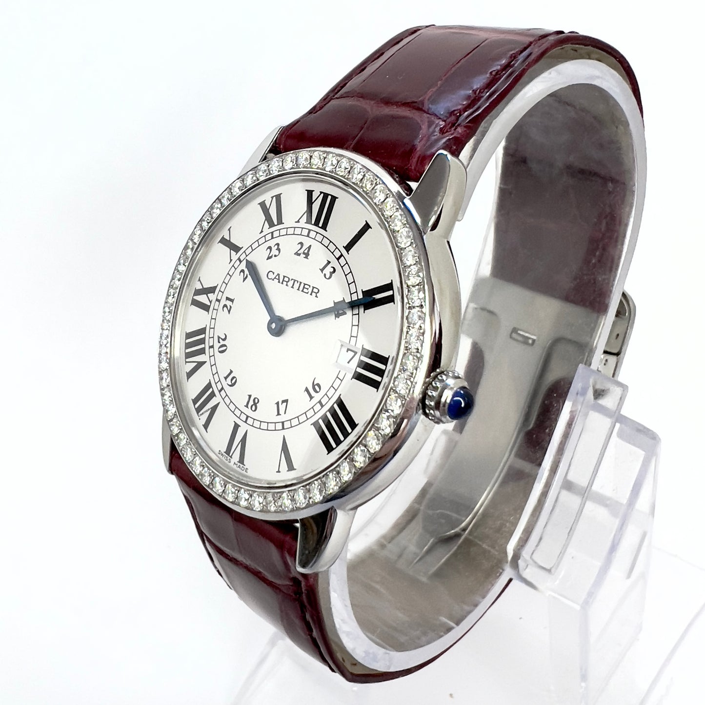 CARTIER RONDE SOLO Date 36mm Quartz Steel 1TCW DIAMOND Watch