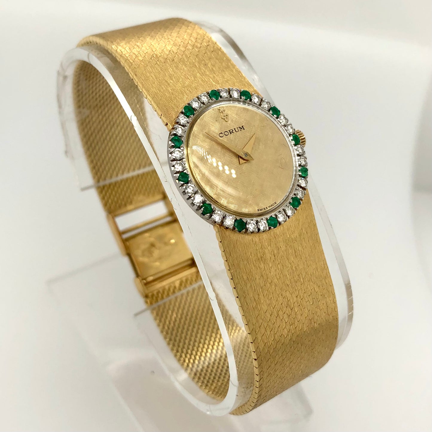 CORUM CORUM Mechanical 24mm 18K White & Yellow Gold FACTORY Diamonds & Emeralds Watch