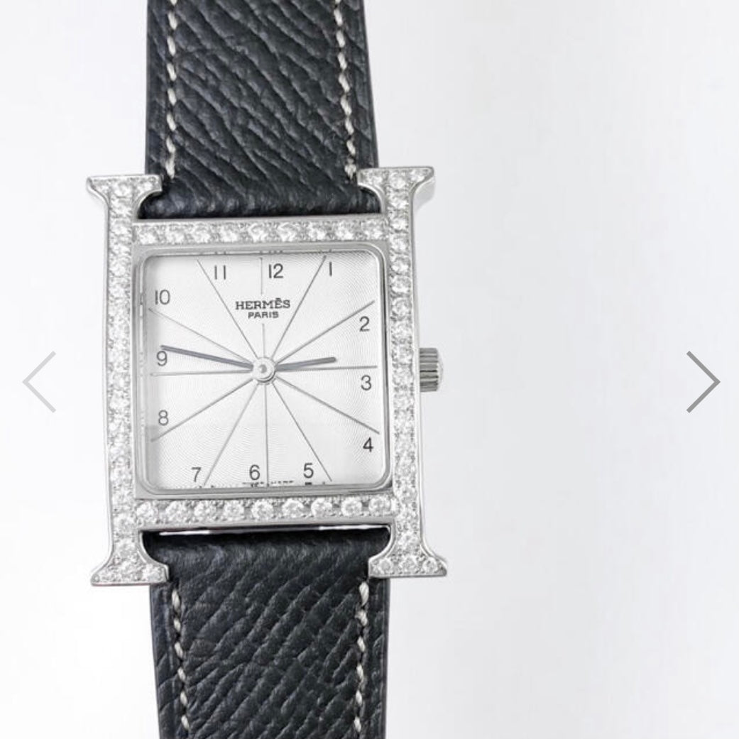 HERMÈS HEURE H Steel 0.91TCW DIAMOND Bezel Watch