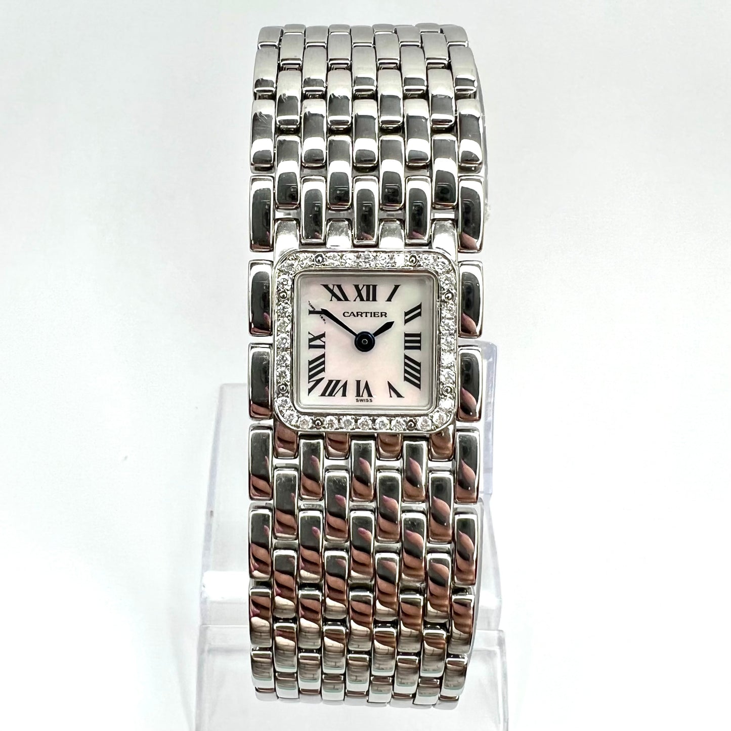 CARTIER Panthere RUBAN Quartz 21mm Steel 0.27TCW DIAMOND Watch