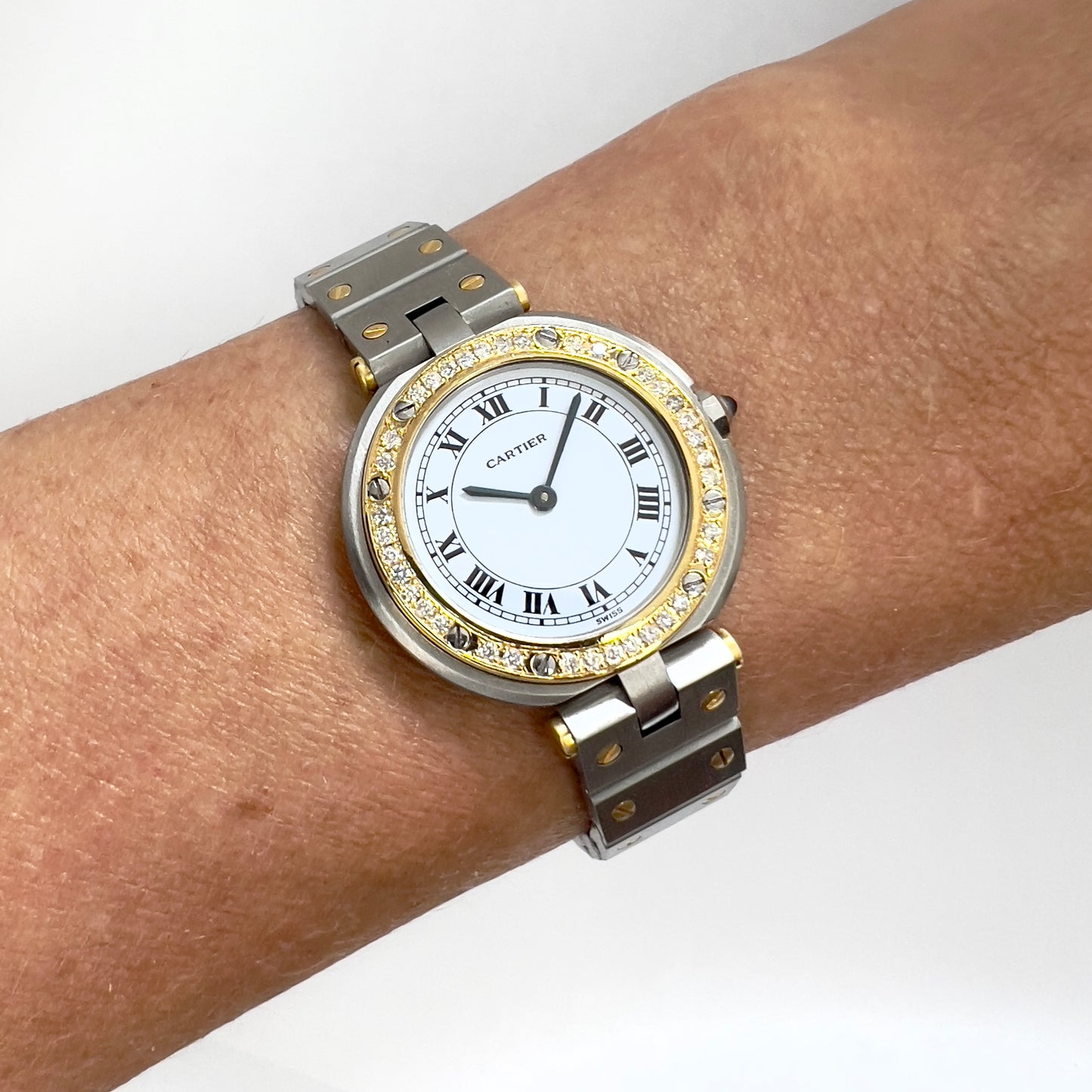CARTIER SANTOS RONDE Quartz 27mm 2 Tone 0.40TCW DIAMOND Watch