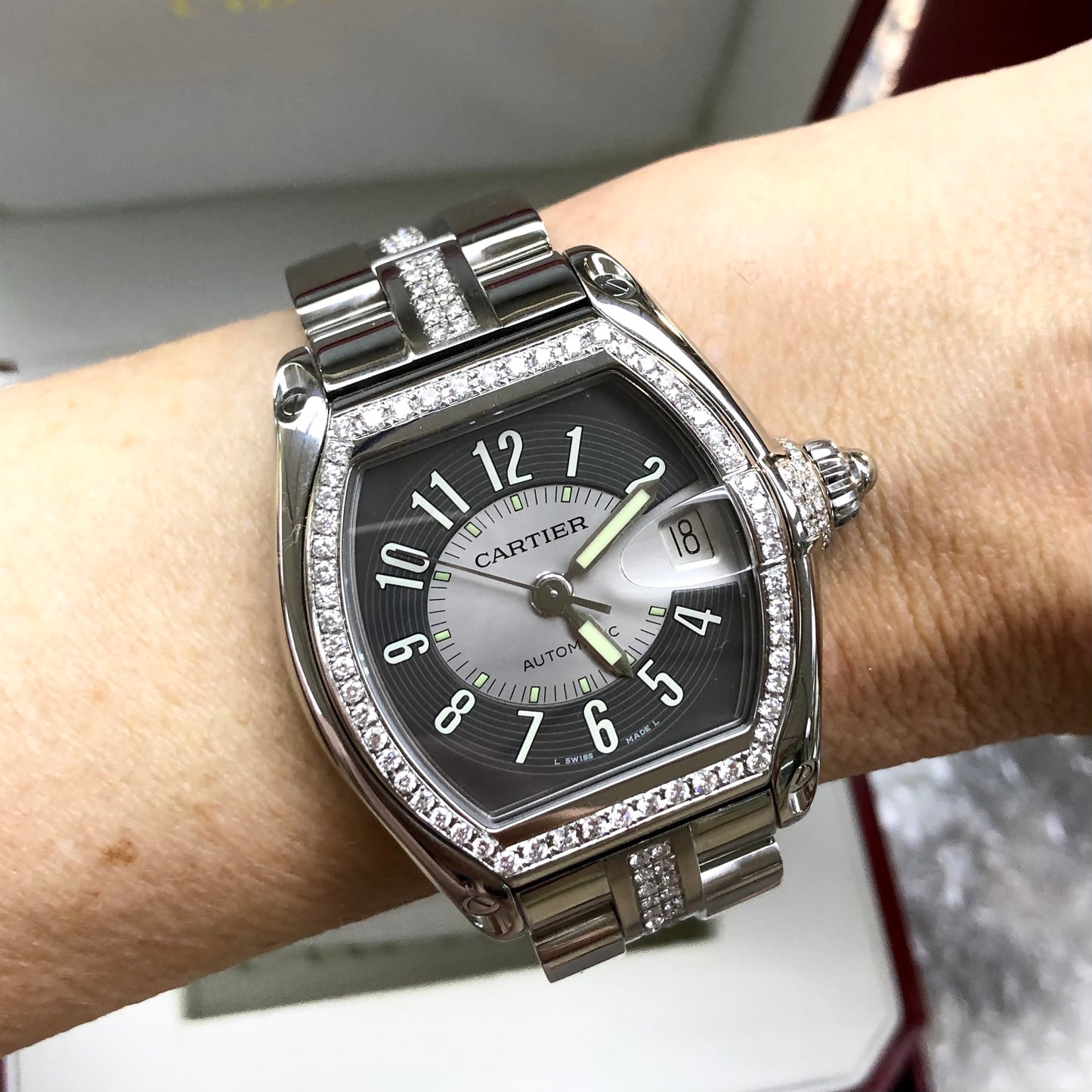 CARTIER ROADSTER 2510 Automatic 38mm Steel DIAMOND Watch
