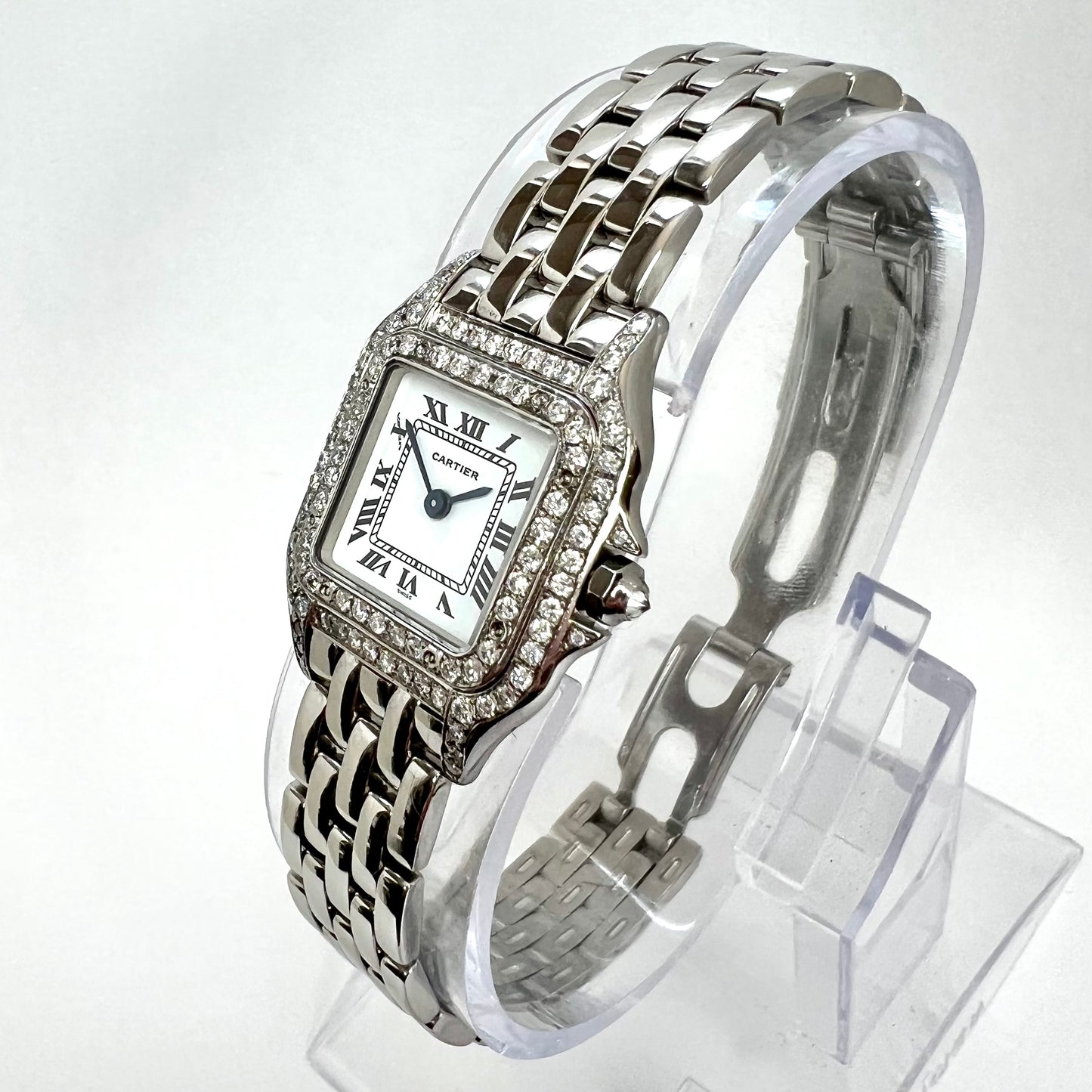 CARTIER PANTHERE Quartz 22mm Steel ~1TCW DIAMOND Watch