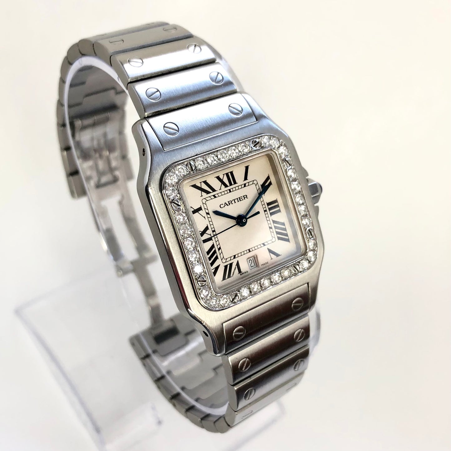 CARTIER SANTOS GALBEE 29mm Quartz Steel ~1TCW Diamond Watch NEW Model