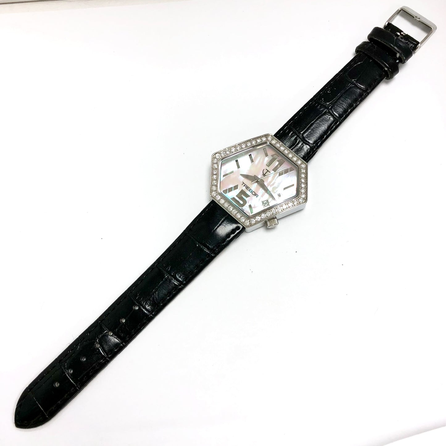 TREBOR DECALER Quartz 42mm Steel FACTORY DIAMONDS Watch