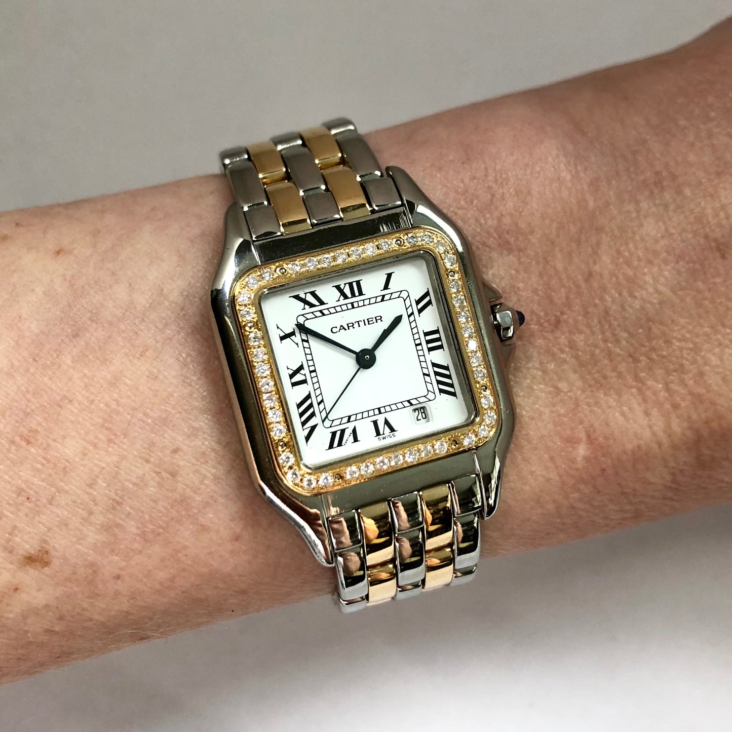 CARTIER PANTHERE 27mm 2 Row Gold 0.48TCW DIAMOND Watch