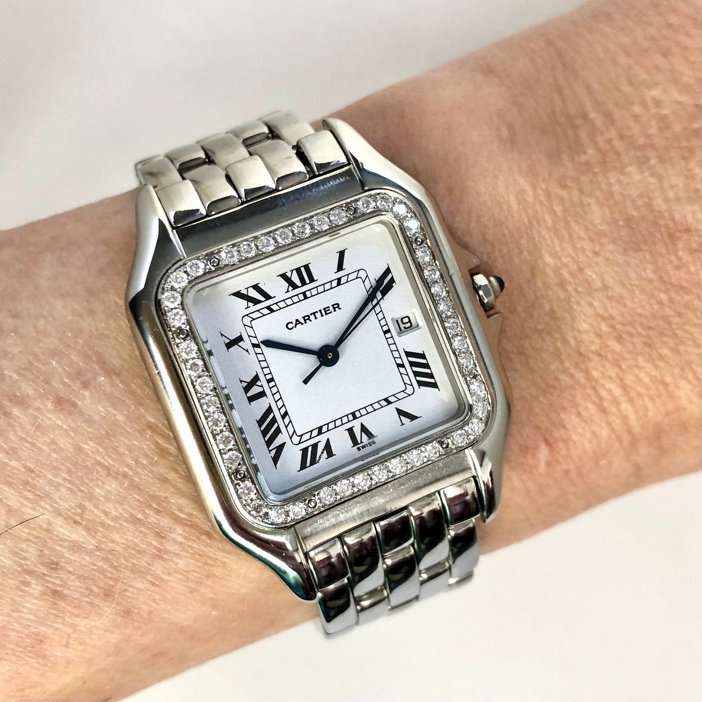 CARTIER PANTHERE Quartz 29mm Steel 0.55TCW Diamond Watch