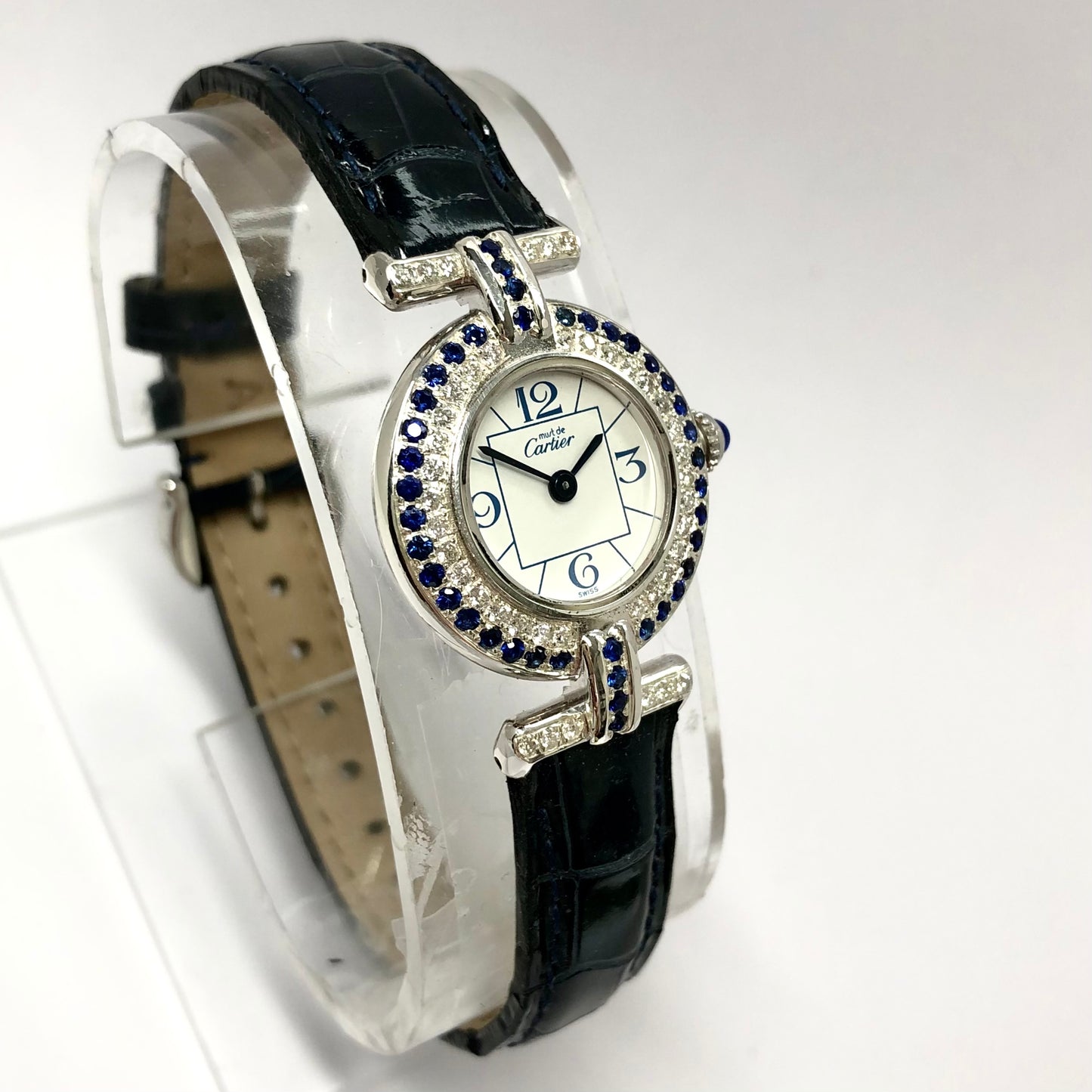 CARTIER COLISÈE Quartz 24mm Silver DIAMONDS & Blue SAPPHIRES Watch