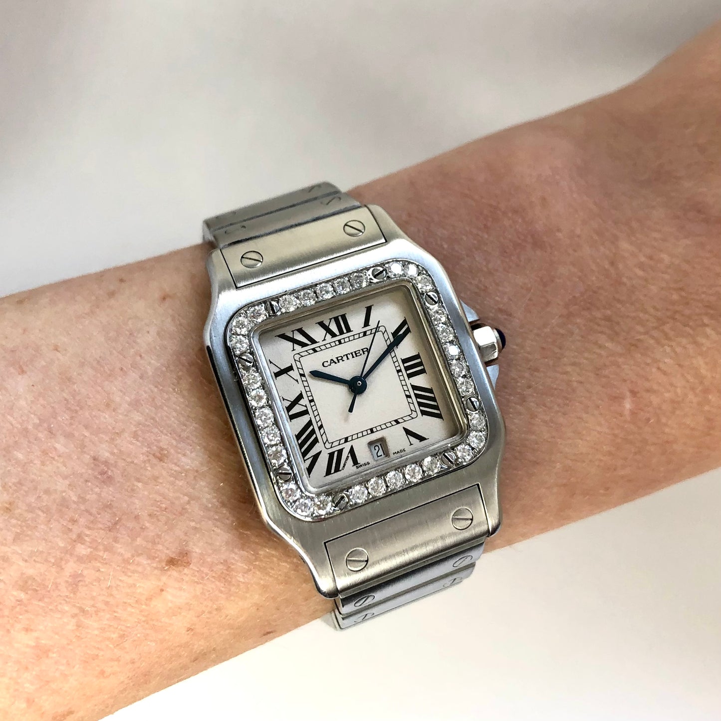 CARTIER SANTOS GALBEE 29mm Quartz Steel ~1TCW Diamond Watch NEW Model