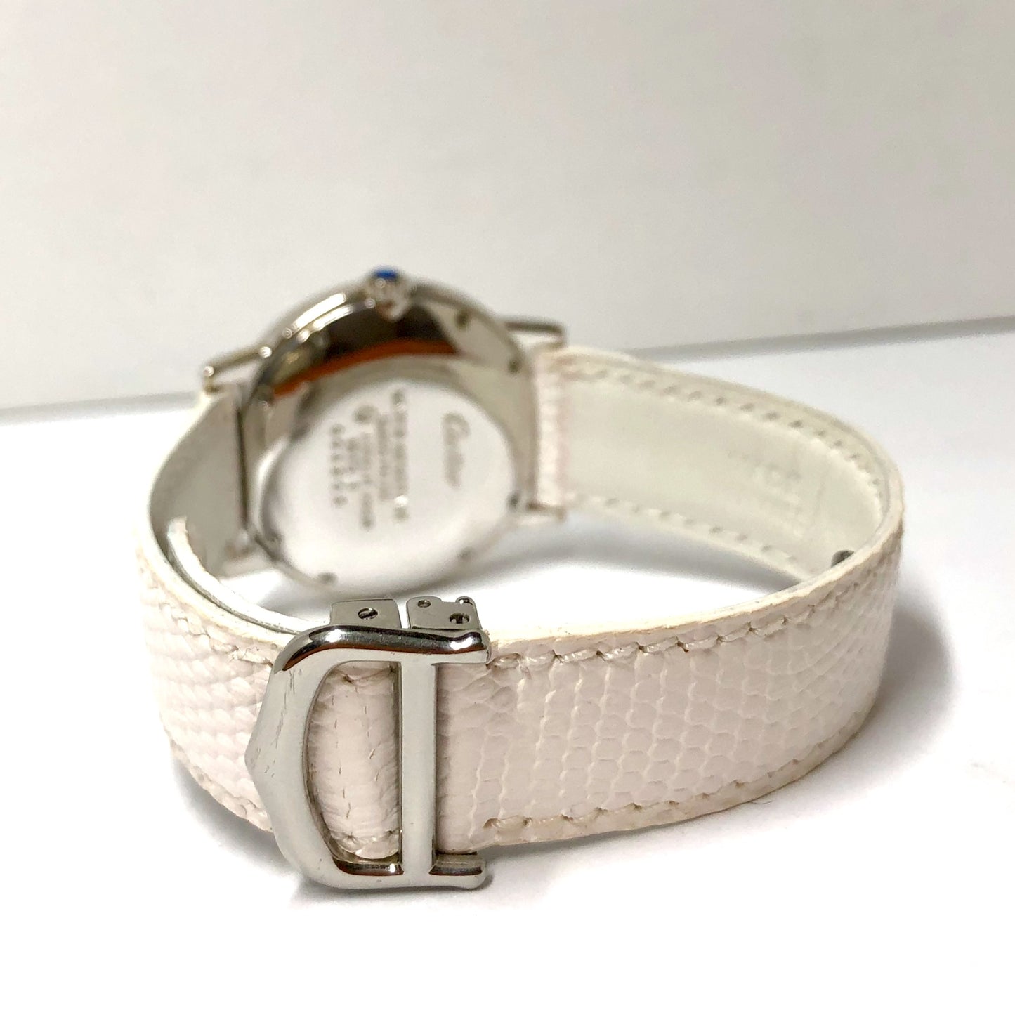 CARTIER RONDE Quartz 32mm Silver 1.01TCW DIAMONDS & Blue SAPPHIRES Watch