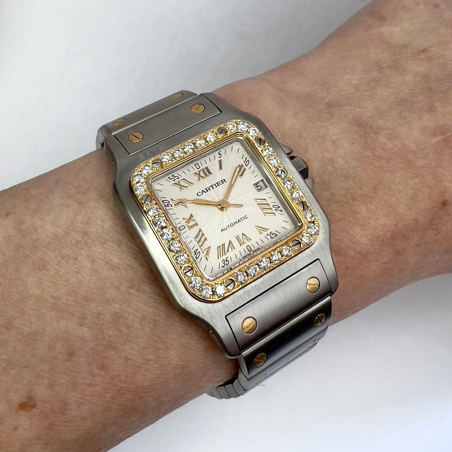 CARTIER SANTOS GALBEE 29mm Automatic 2 Tone 0.75TCW DIAMOND Watch
 NEW Model