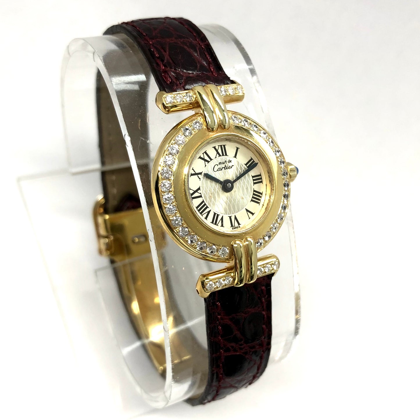 CARTIER VERMEIL COLISÈE Anniversary LMT ED Quartz 24mm GP Silver 0.67TCW DIAMOND Watch