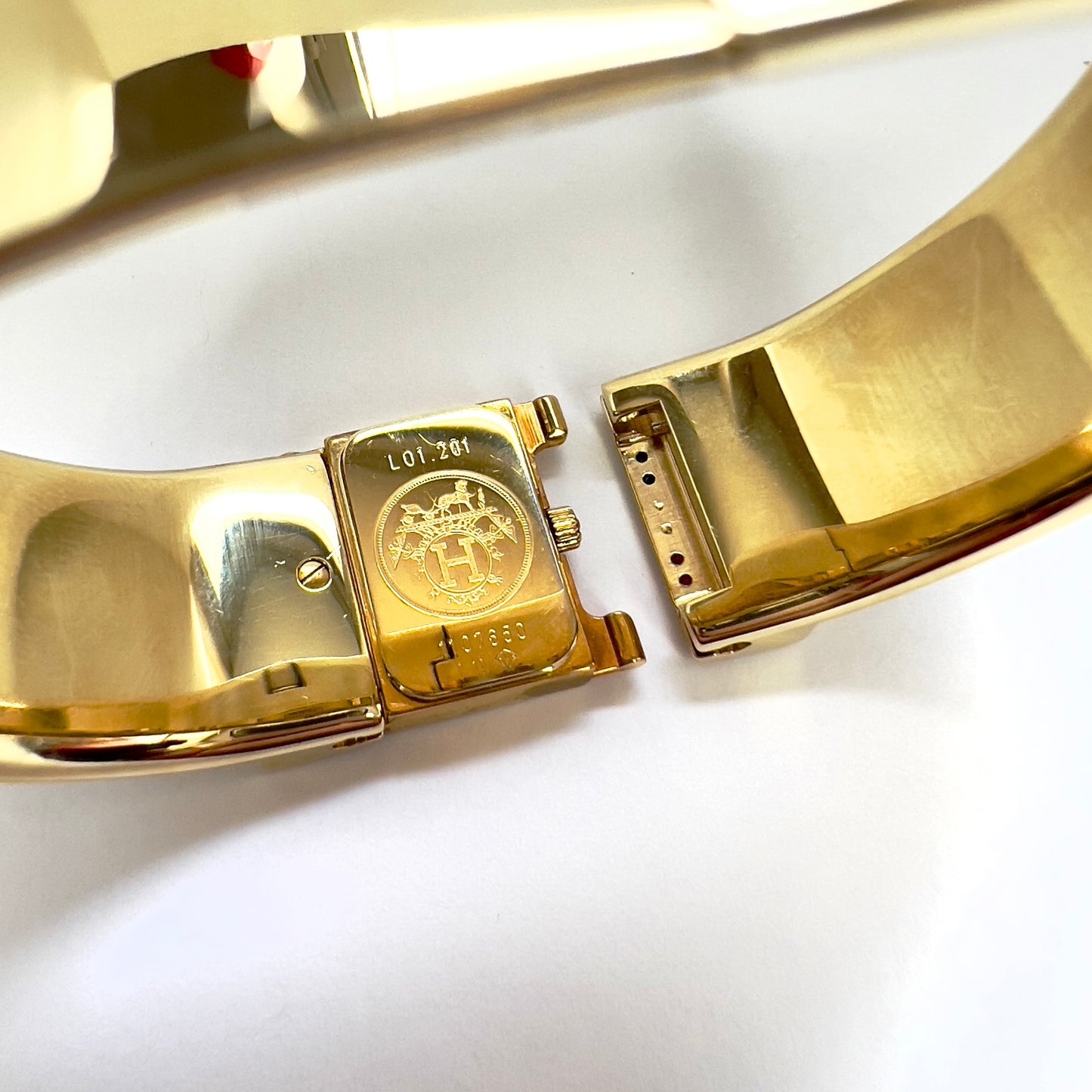 HERMÈS LOQUET 18K Gold-Plated Bracelet Watch w/ Multi-Color SAPPHIRES & DIAMONDS