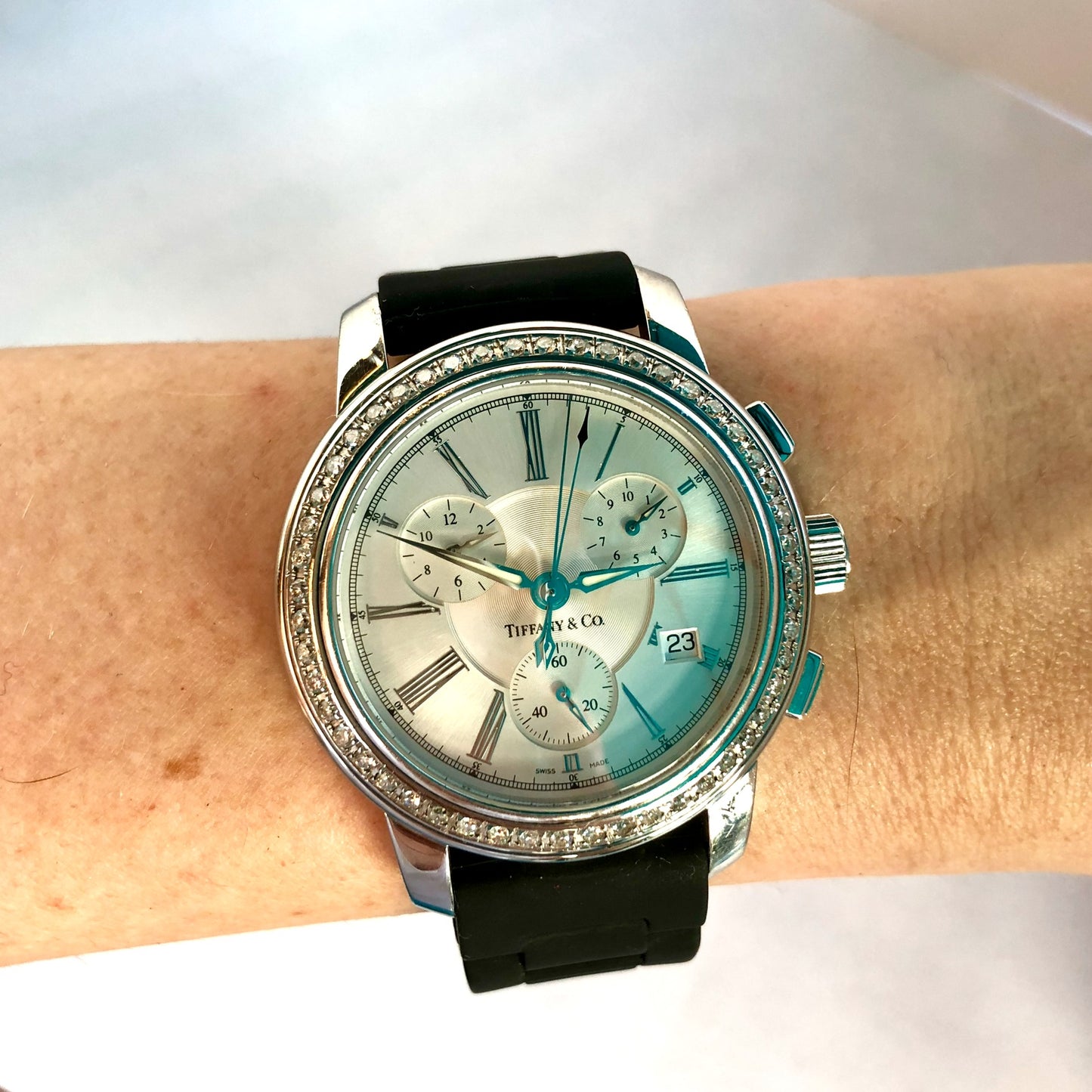 TIFFANY & CO. Chronograph Quartz 36mm Steel DIAMOND Watch
