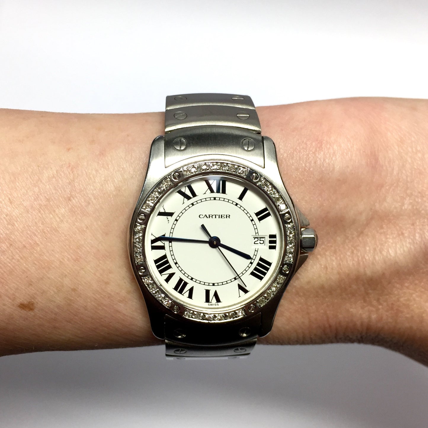 CARTIER COUGER Quartz 30mm Steel Diamond Watch