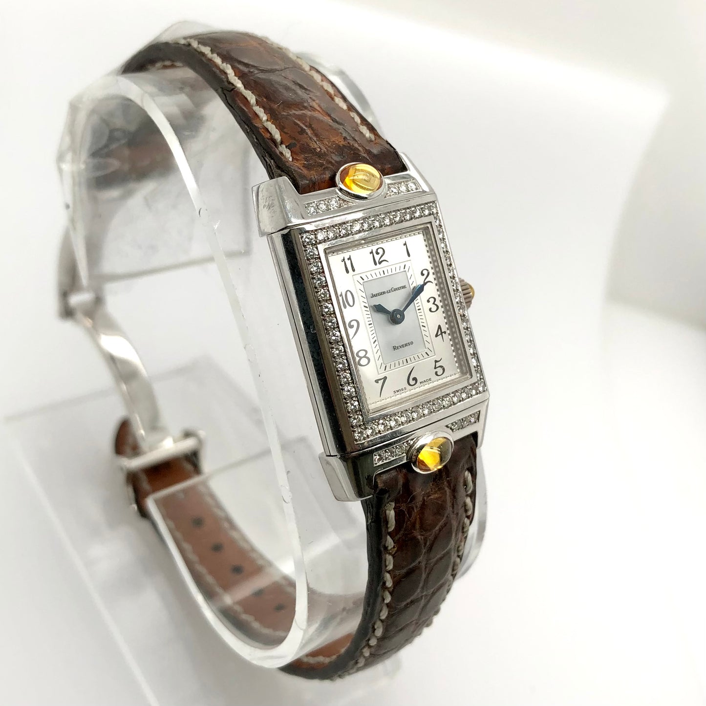 Jaeger LeCoultre REVERSO Joaillerie 18K White Gold Watch Factory Diamonds