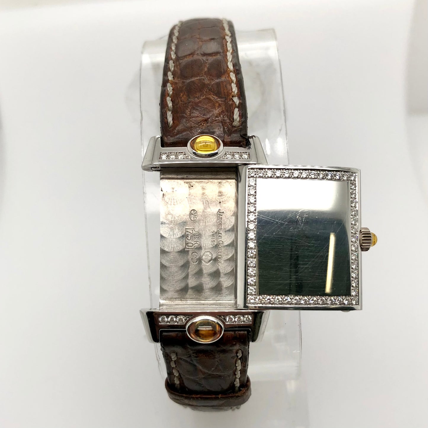 Jaeger LeCoultre REVERSO Joaillerie 18K White Gold Watch Factory Diamonds