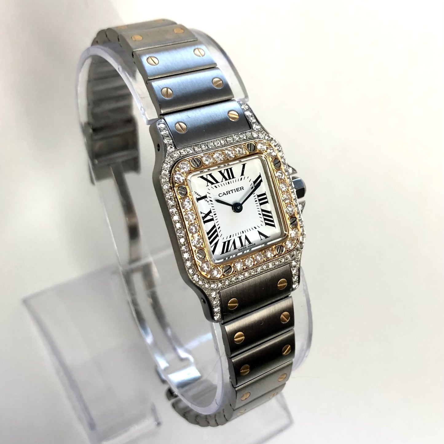 CARTIER SANTOS GALBEE 24mm Quartz 2 Tone 1.09TCW Diamond Watch
