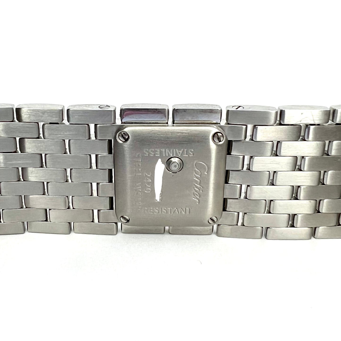 CARTIER PANTHERE RUBAN Quartz 21mm Steel ~1.32TCW DIAMOND Watch Blue MOP Dial