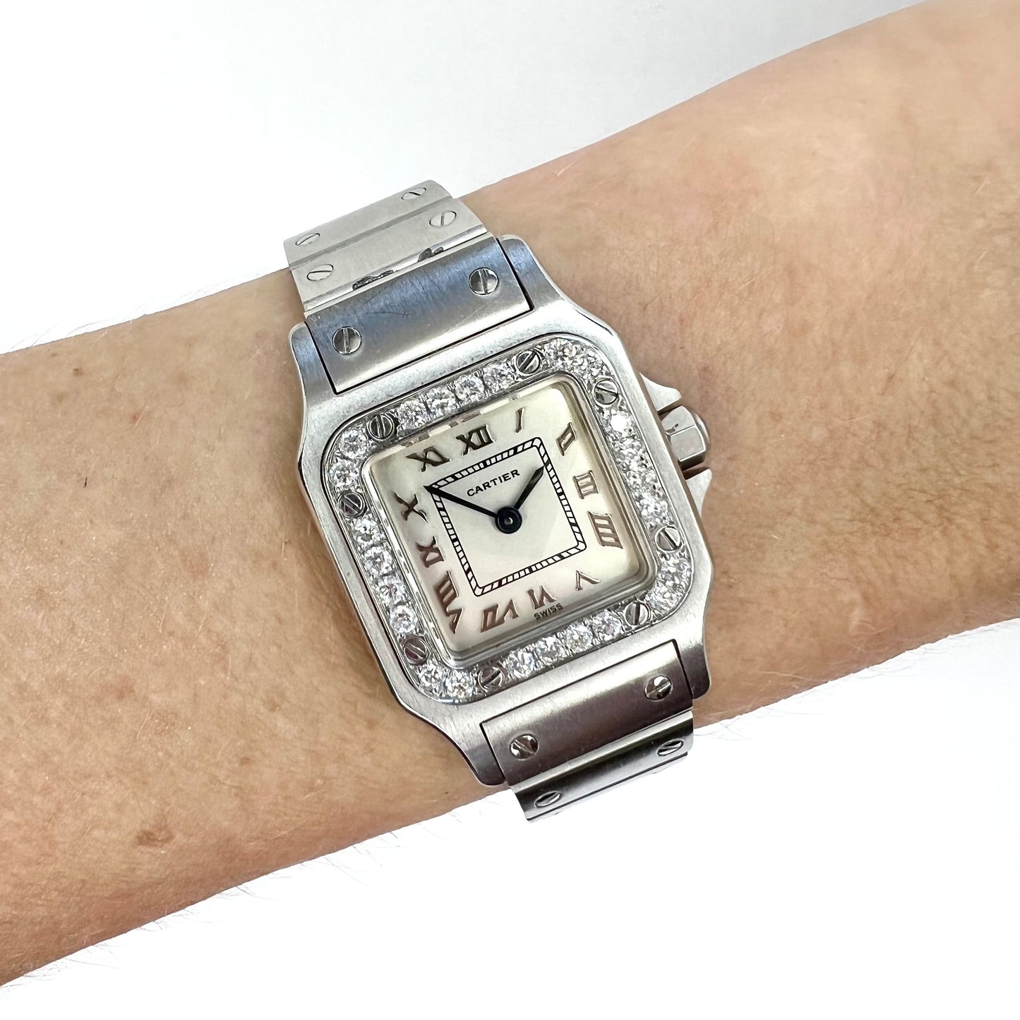 CARTIER Santos Galbee 24mm Quartz Steel 0.69TCW DIAMOND Watch