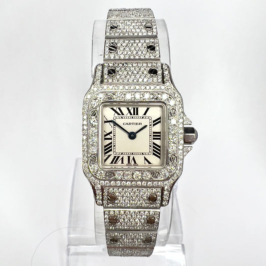 CARTIER SANTOS GALBEE 24mm Quartz Steel 6.36TCW Diamond Watch NEW Model
