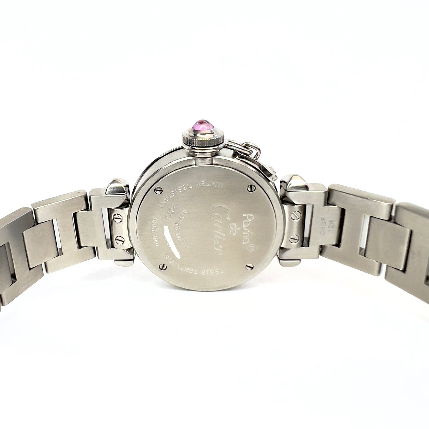 CARTIER PASHA Quartz 27mm Steel 0.73TCW DIAMOND Watch Pink Dial