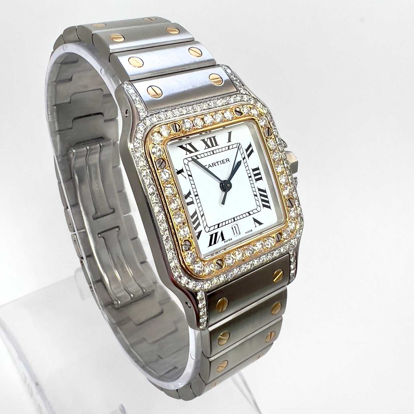 CARTIER SANTOS GALBEE 29mm Quartz 2 Tone 1.70TCW Diamond Watch NEW Model