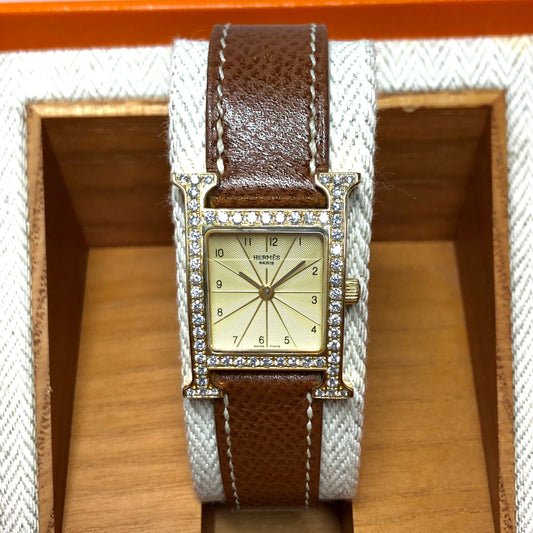 HERMÈS HEURE H Quartz 25mm Two Tone 0.91TCW DIAMOND Watch