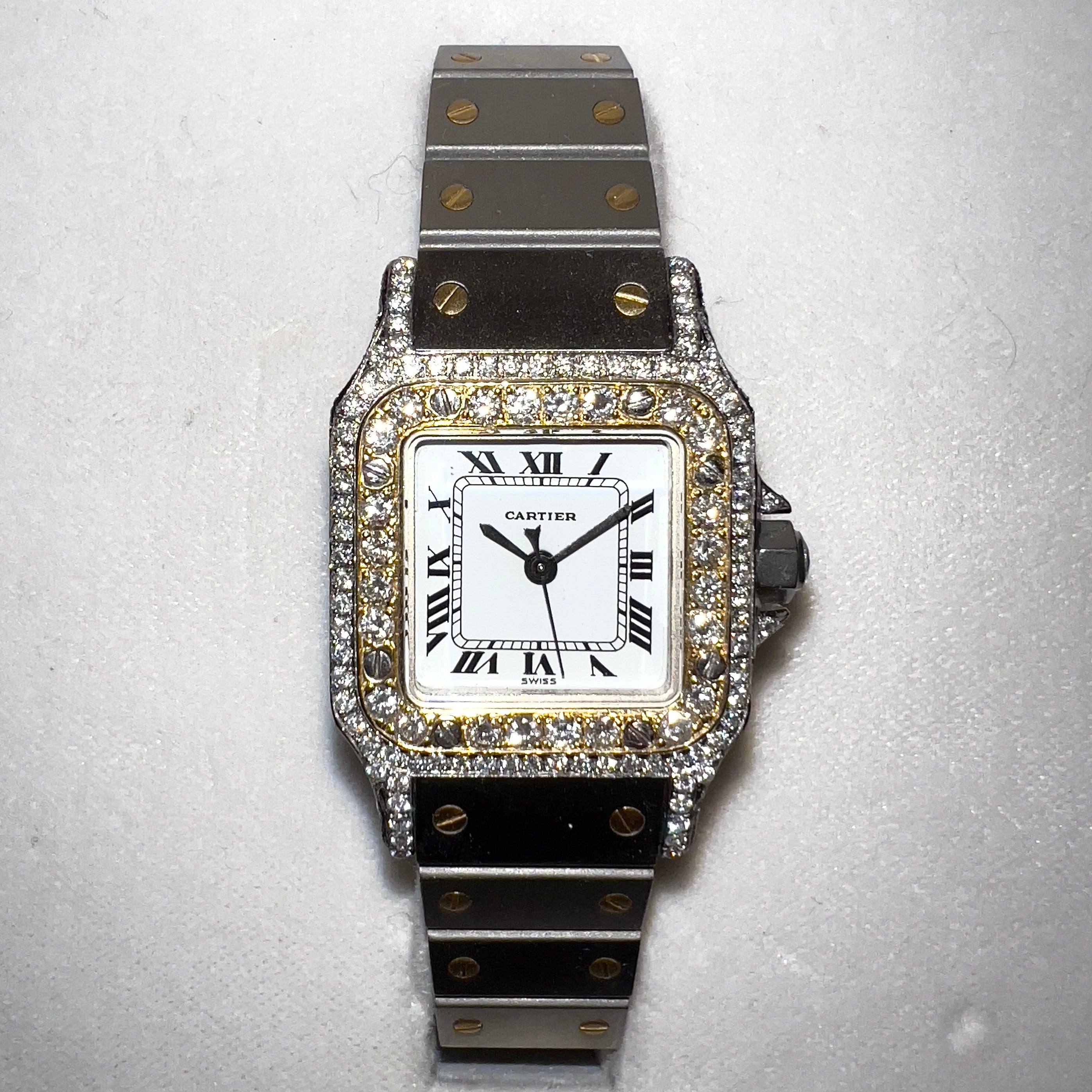 CARTIER SANTOS GALBEE 24mm Automatic 2 Tone 1.9TCW Diamond Watch