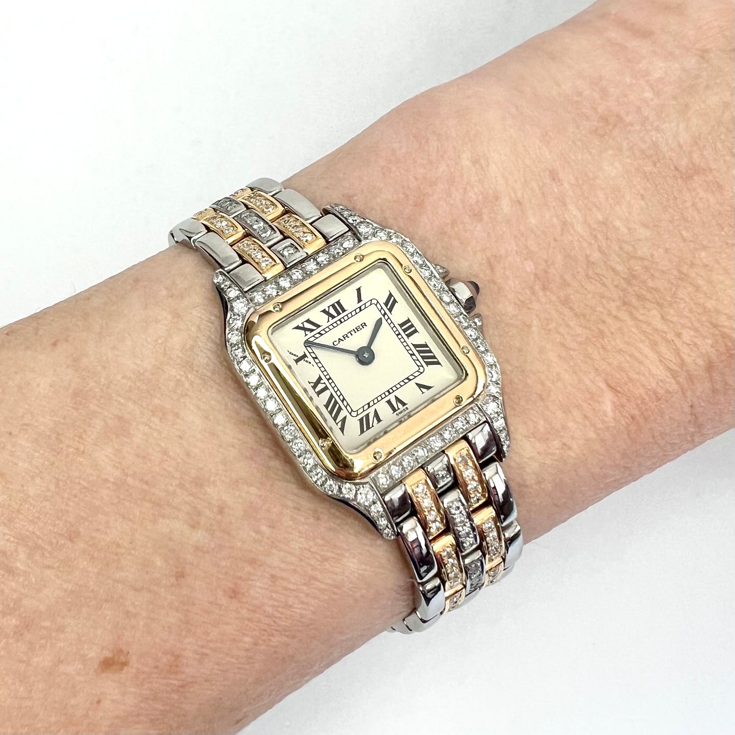 CARTIER PANTHÉRE Quartz 22mm 2 Row Gold ~1.2TCW Diamond Watch