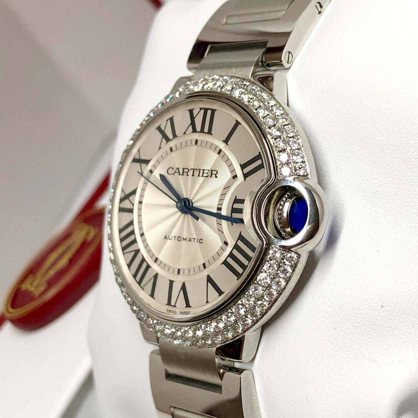 CARTIER BALLON BLEU 3284 Automatic Steel 36mm 1.87TCW DIAMOND Watch