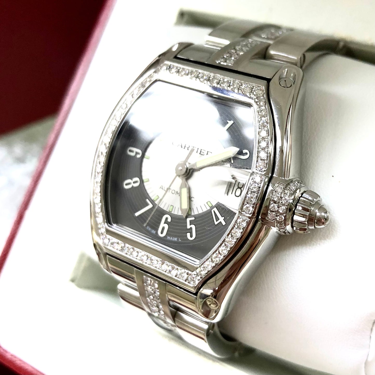 CARTIER ROADSTER 2510 Automatic 38mm Steel DIAMOND Watch