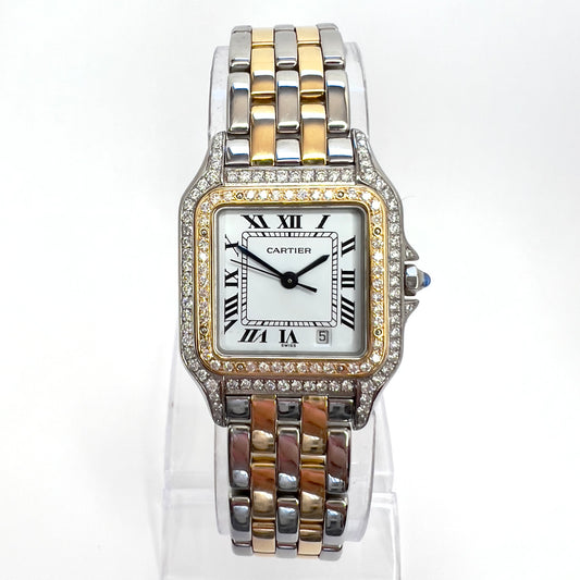 CARTIER PANTHERE 27mm 2 Row Gold Quartz 1.25TCW DIAMOND Watch