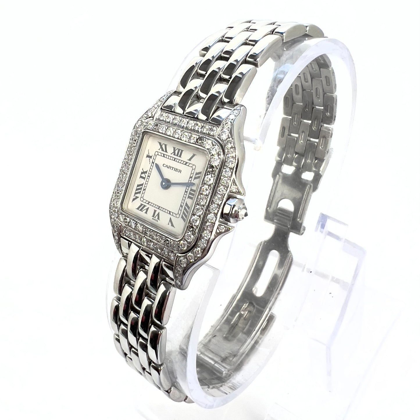CARTIER PANTHERE 23mm Quartz Steel ~1TCW DIAMOND Watch