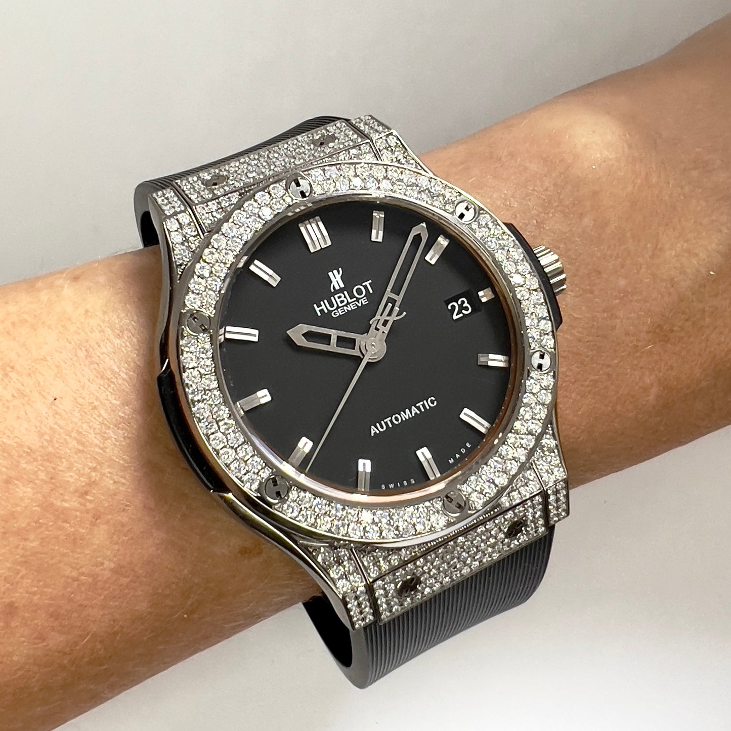 HUBLOT CLASSIC FUSION 45mm Automatic Titanium 3.36TCW Diamond Watch SKELETON Backcase