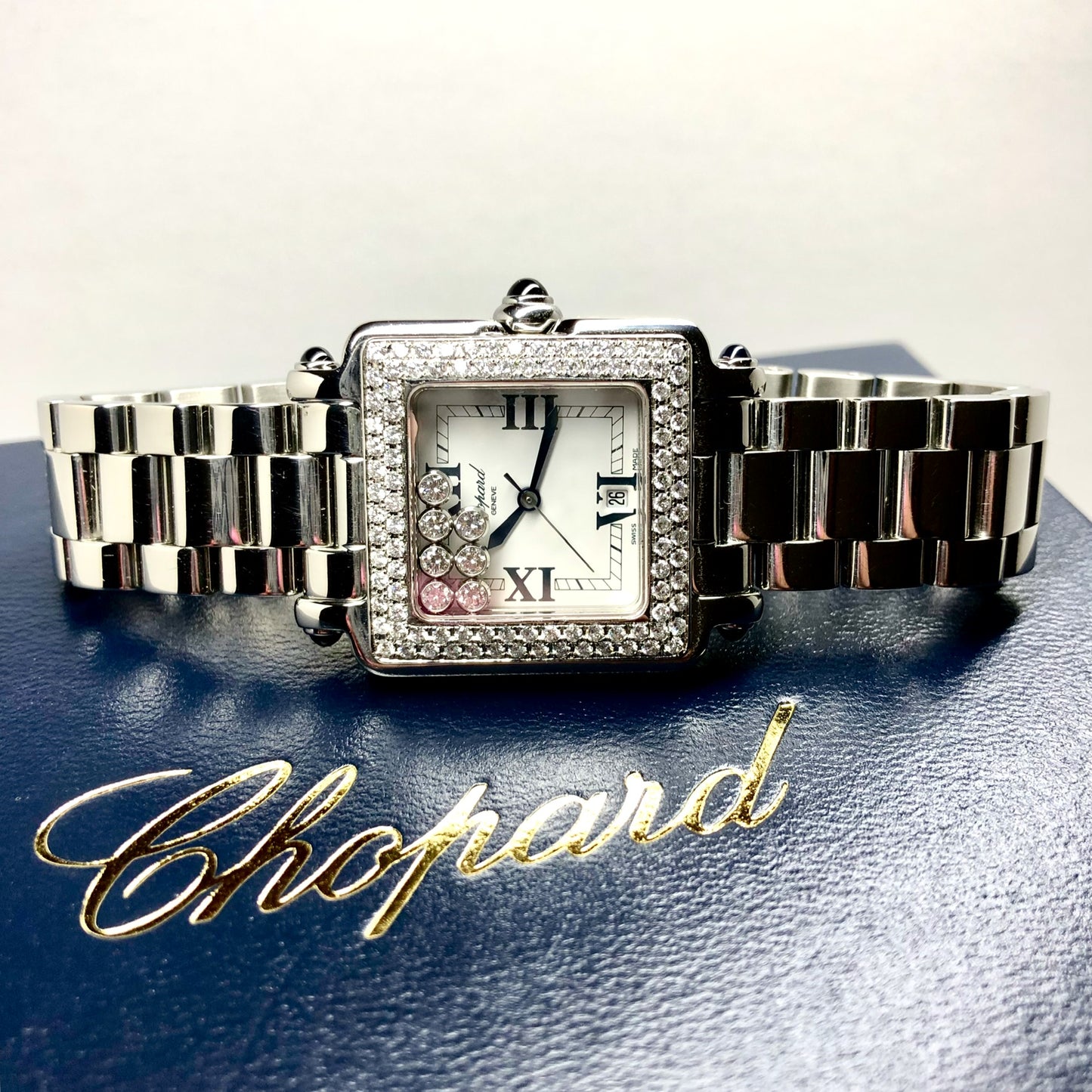 CHOPARD HAPPY SPORT Steel 27mm 7 Floating DIAMONDS ~2.5TCW Diamond Watch