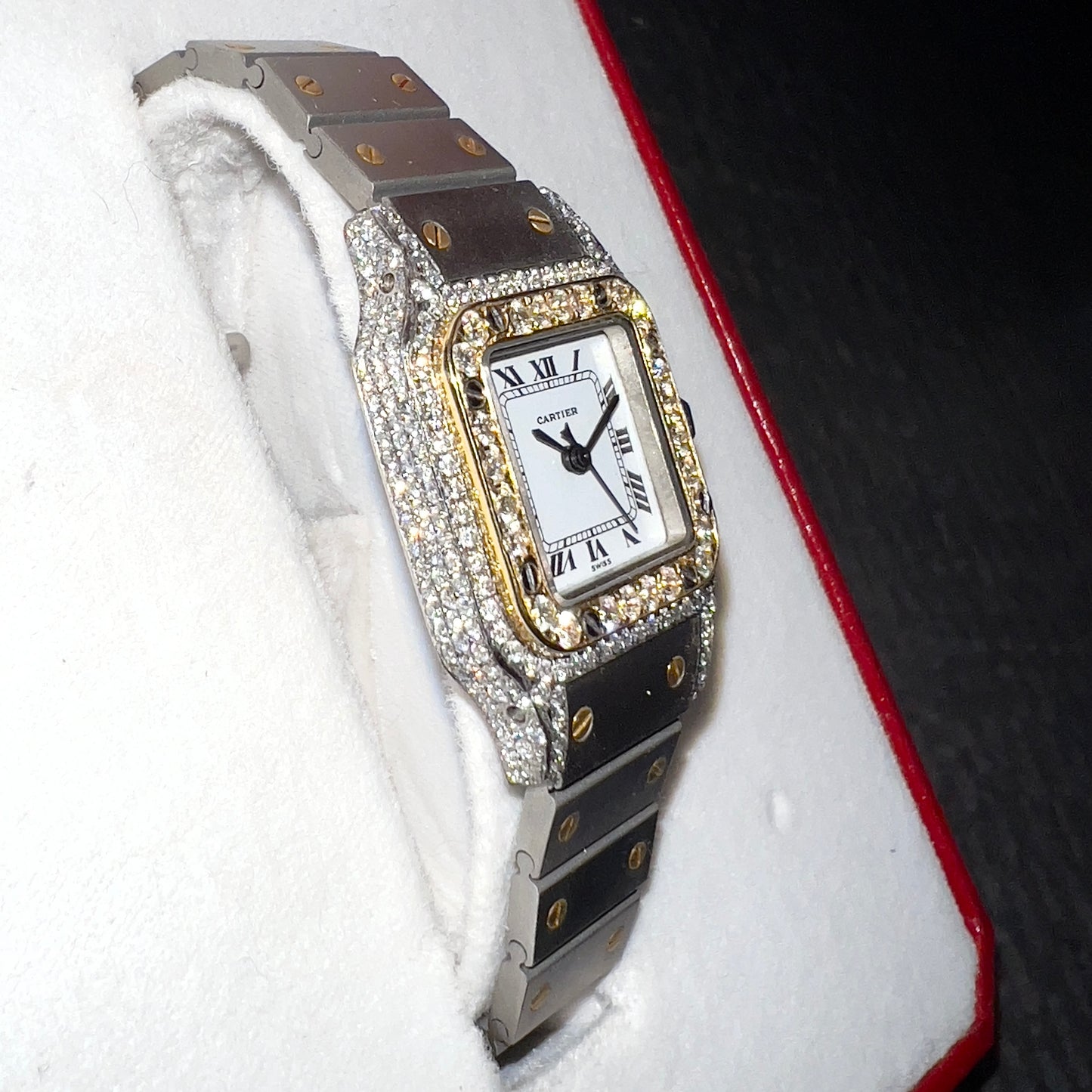 CARTIER SANTOS GALBEE 24mm Automatic 2 Tone 1.9TCW Diamond Watch