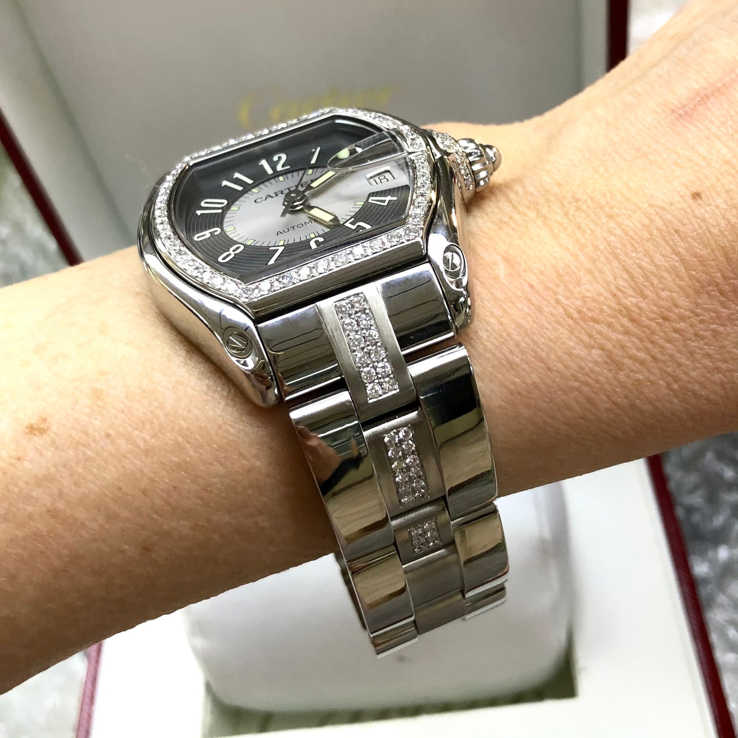 CARTIER ROADSTER 2510 Automatic 38mm Steel DIAMOND Watch