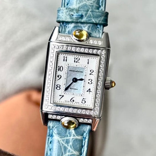 Jaeger LeCoultre REVERSO Joaillerie Automatic 21mm 18K White Gold Watch Factory Diamonds