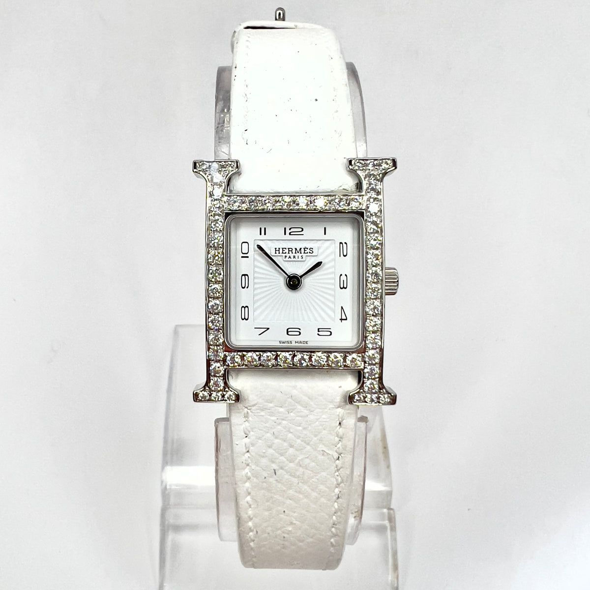 HERMÈS HEURE HH1.201 Quartz 25mm Steel 0.91TCW DIAMOND Watch 