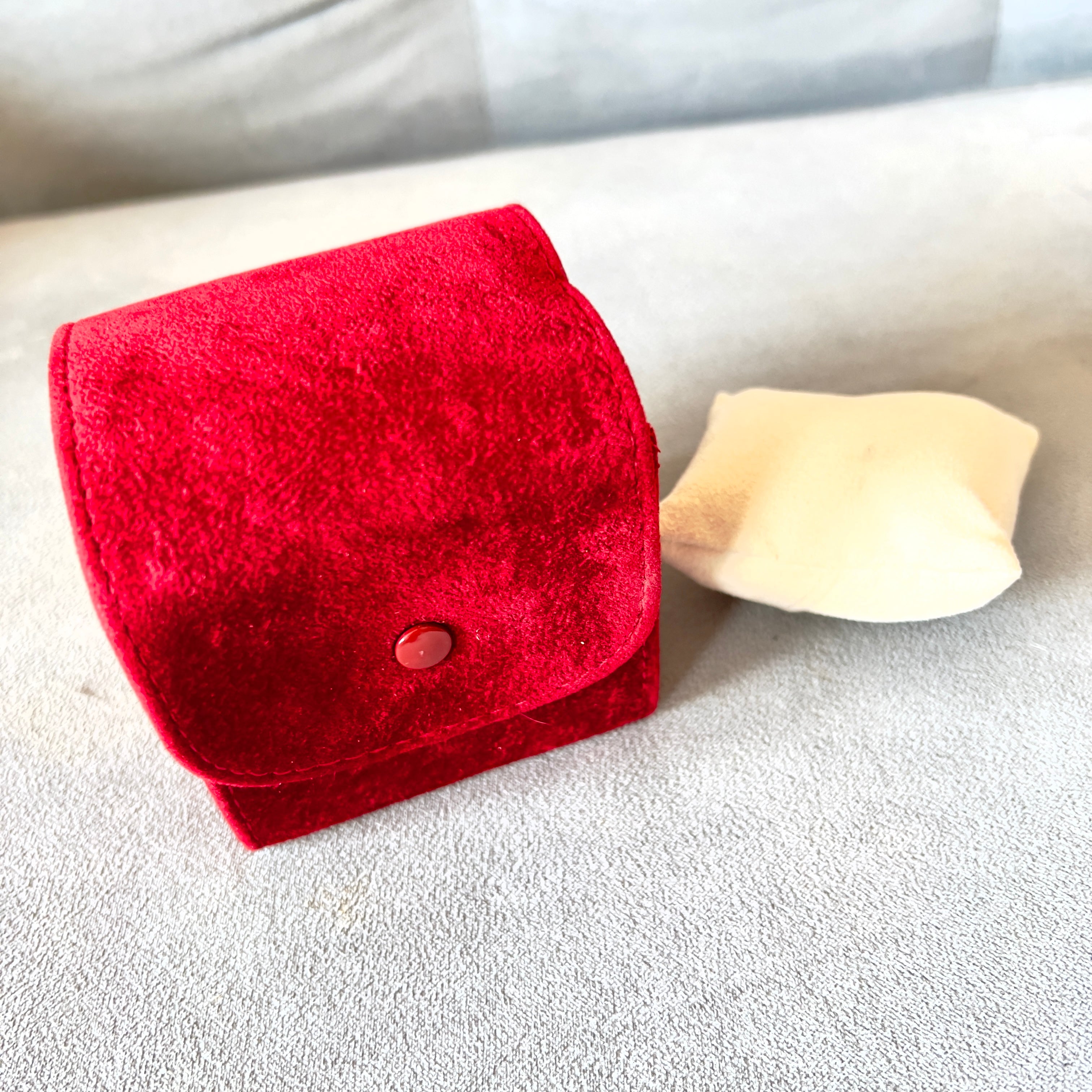 CARTIER Red Faux Suede Travel Case Pouch with Pillow 3 x 3 x 2.75