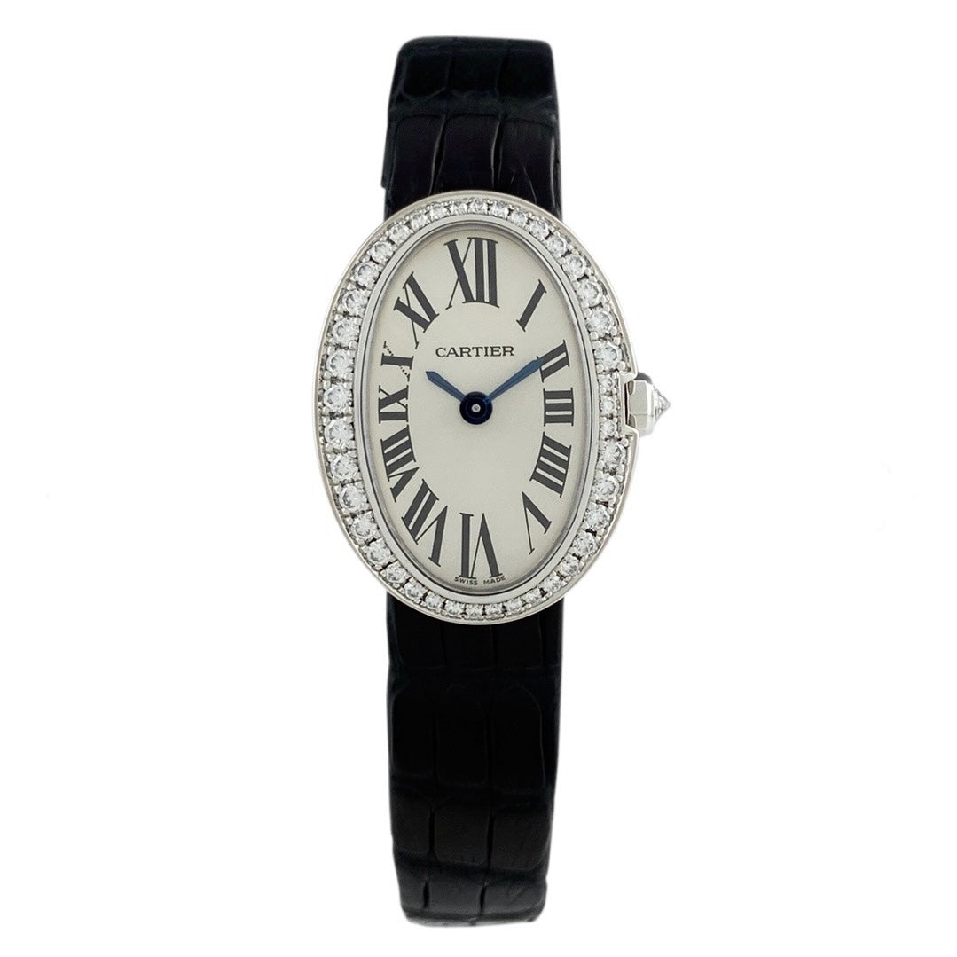 CARTIER BAIGNOIRE Quartz 18mm 18K White Gold ~1TCW Diamond Watch NEW Model