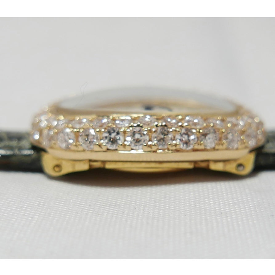 CARTIER BAIGNOIRE Mini Quartz 18mm 18K Yellow Gold Diamond Watch