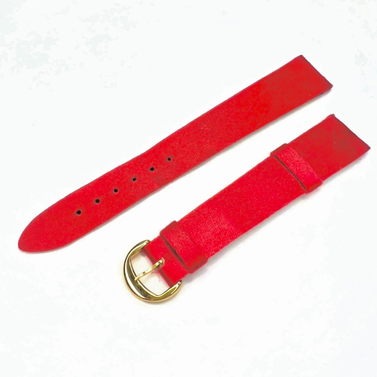 CHAUMET 14.50/12mm Red Satin/Leather Band Strap w/ Gold Plated Chaumet BUCKLE