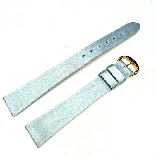 CHAUMET 14.80/12mm Baby Blue Satin/Leather Band Strap w/Gold Plated Chaumet BUCKLE