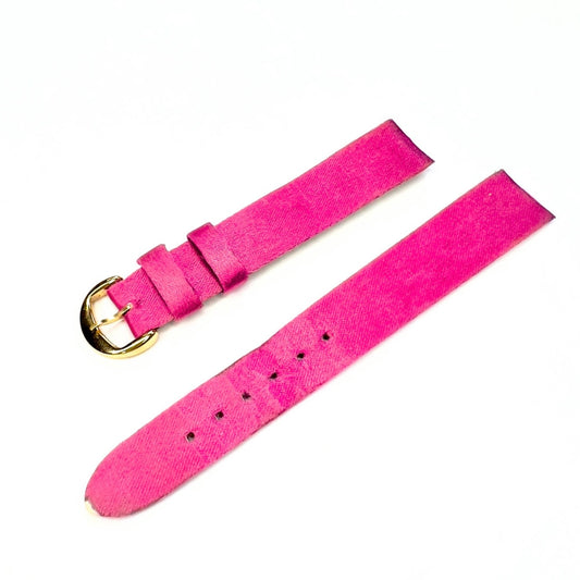 CHAUMET 14/12mm Dark Pink Satin/Leather Band Strap w/ Gold Plated Chaumet BUCKLE