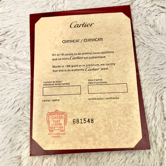 CARTIER Empty Jewerly Certificate with Cartier Stamp